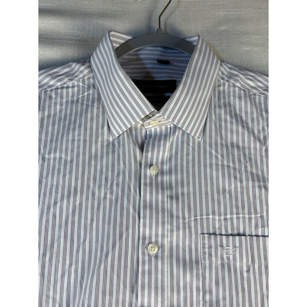 Giorgio Armani Shirt Mens 17 42 Lt Weight Dress Button Front Long Sleeve Pocket
